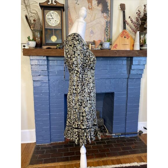 NEW Free People Bohemian long sleeve baby doll ruffle bottom Mini Dress sz 0 - Picture 10 of 16